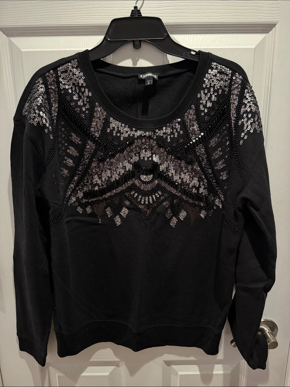 Express Black Sequin Embellished Sweatshirt